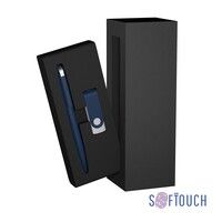 Набор ручка + флеш-карта 16 Гб в футляре, покрытие soft touch, темно-синий