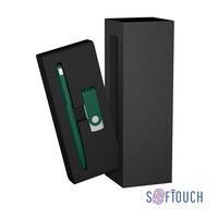 Набор ручка + флеш-карта 16 Гб в футляре, покрытие soft touch, темно-зеленый