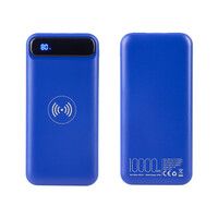 Беспроводное зарядное устройство "Quantum", 10000 mAh с цифровым индикатором заряда, синий