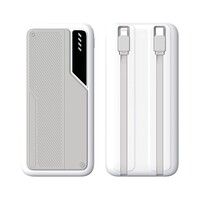 Зарядное устройство "Connect" 10000 mAh со встроенными Type-C/Lightning кабелями, белый с серым