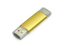 USB-флешка на 16 Гб.c дополнительным разъемом Micro USB, золотой