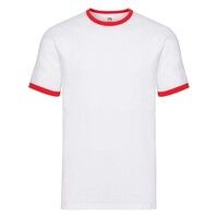 Футболка "Ringer T", белый с красным_2XL, 100% х/б, 160 г/м2
